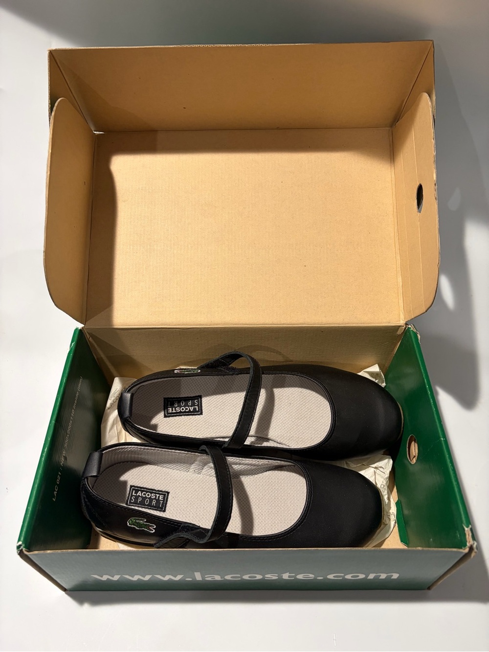 Lacoste Sport Leather Mary Jane Shoes Antibes Black Sneaker NIB SIZE 8 US